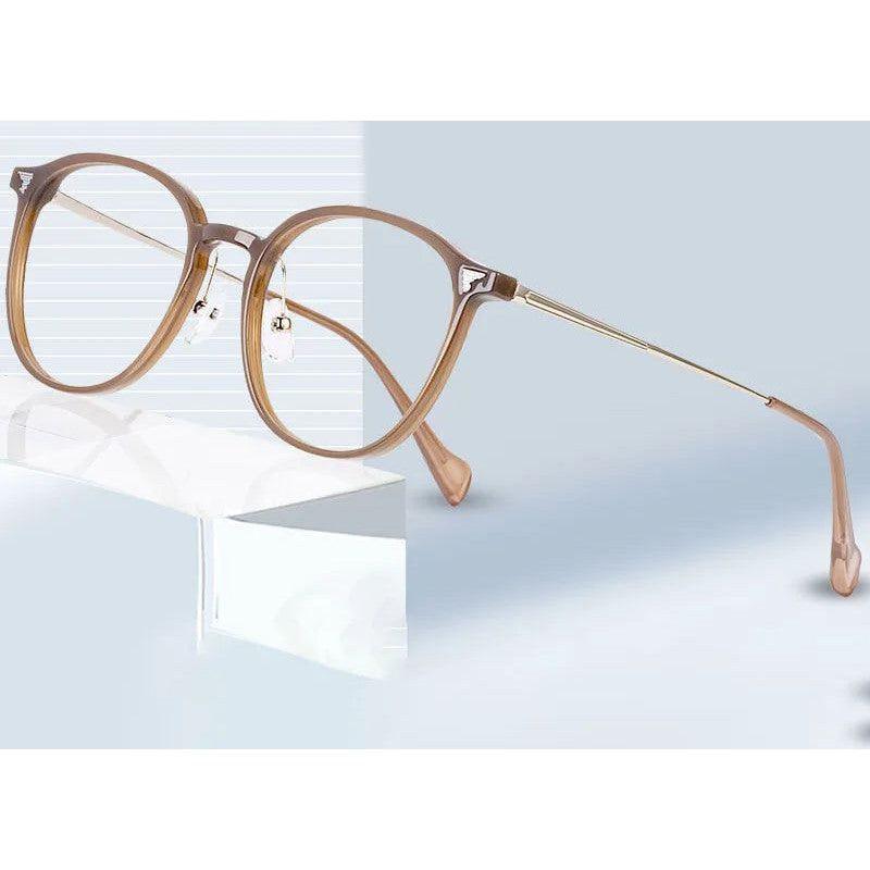 Fashionable Round Rivet Optical Frames with Anti-Blue Light Protection - Lucid Fantasy 