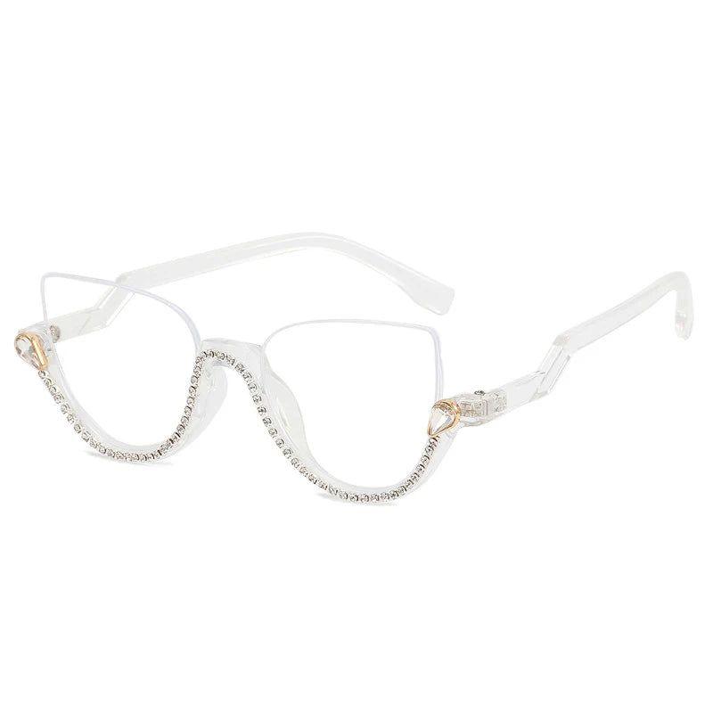 Fashionable Semi-Rimless Cat Eye Glasses with Blue Light Filter Technology - Lucid Fantasy 