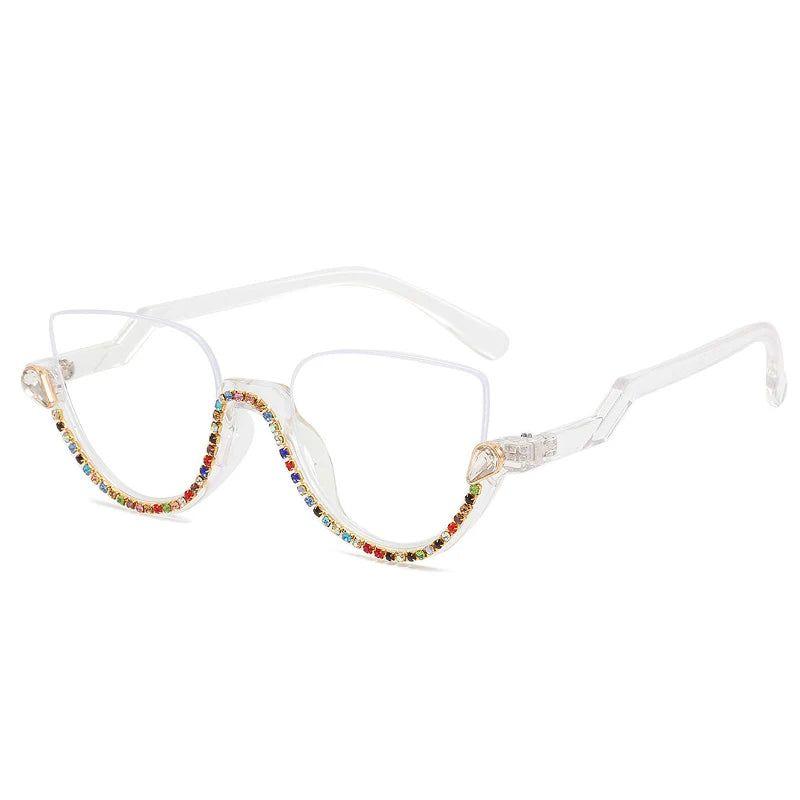 Fashionable Semi-Rimless Cat Eye Glasses with Blue Light Filter Technology - Lucid Fantasy 