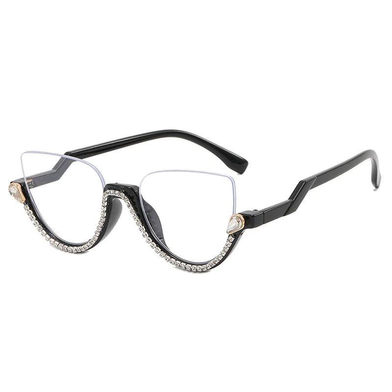 Fashionable Semi-Rimless Cat Eye Glasses with Blue Light Filter Technology - Lucid Fantasy 