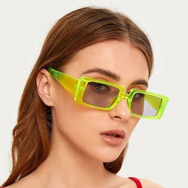 Fluorescent Retro Rectangle Sunglasses with UV400 Protection for Summer Fashion - Lucid Fantasy 