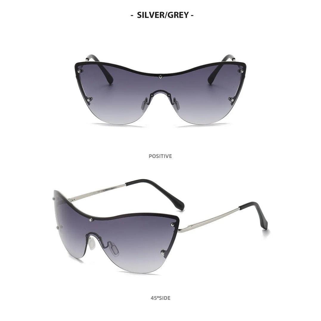 Futuristic Oversized Rimless Cat Eye Sunglasses for Striking Fashion Statements - Lucid Fantasy 