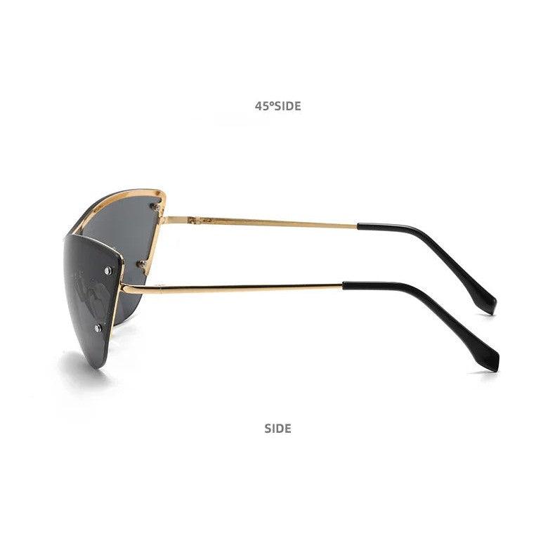 Futuristic Oversized Rimless Cat Eye Sunglasses for Striking Fashion Statements - Lucid Fantasy 