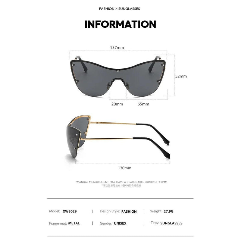 Futuristic Oversized Rimless Cat Eye Sunglasses for Striking Fashion Statements - Lucid Fantasy 