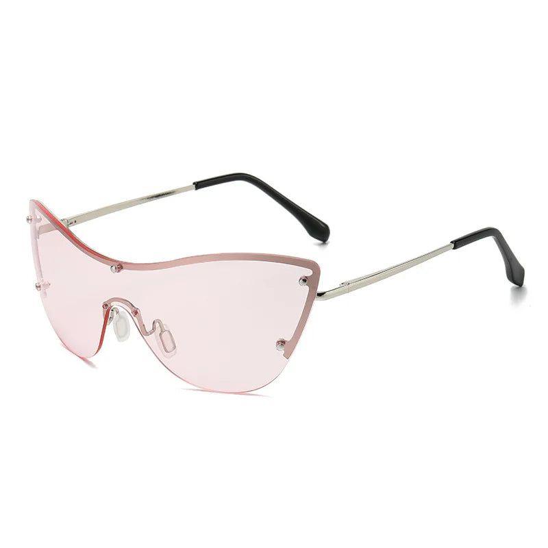 Futuristic Oversized Rimless Cat Eye Sunglasses for Striking Fashion Statements - Lucid Fantasy 