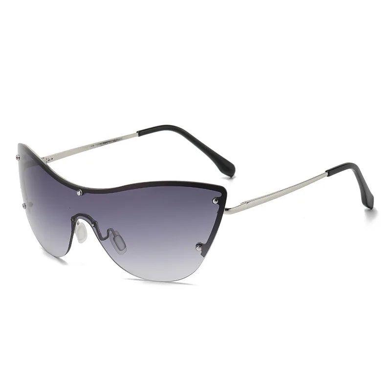 Futuristic Oversized Rimless Cat Eye Sunglasses for Striking Fashion Statements - Lucid Fantasy 