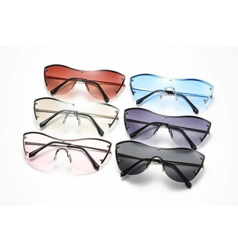 Futuristic Oversized Rimless Cat Eye Sunglasses for Striking Fashion Statements - Lucid Fantasy 