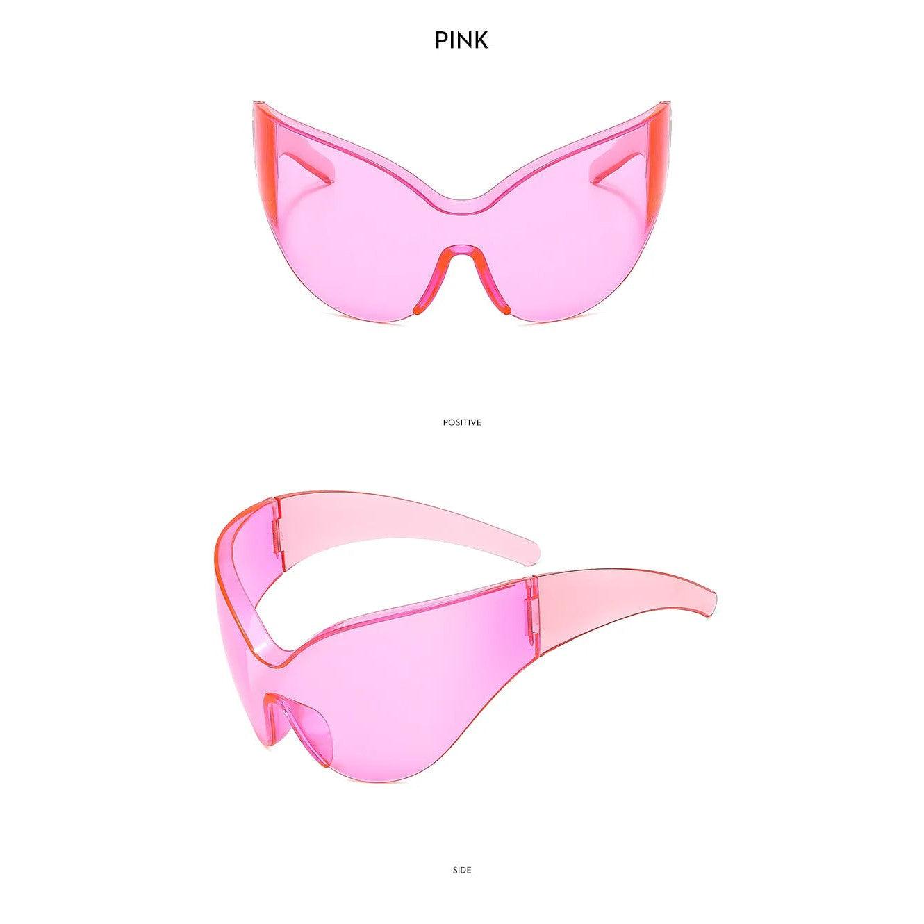 Futuristic Rimless Butterfly Goggles - Bold Oversized Sunglasses for Unique Style - Lucid Fantasy 