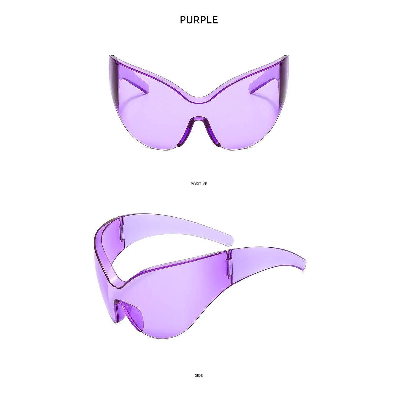 Futuristic Rimless Butterfly Goggles - Bold Oversized Sunglasses for Unique Style - Lucid Fantasy 