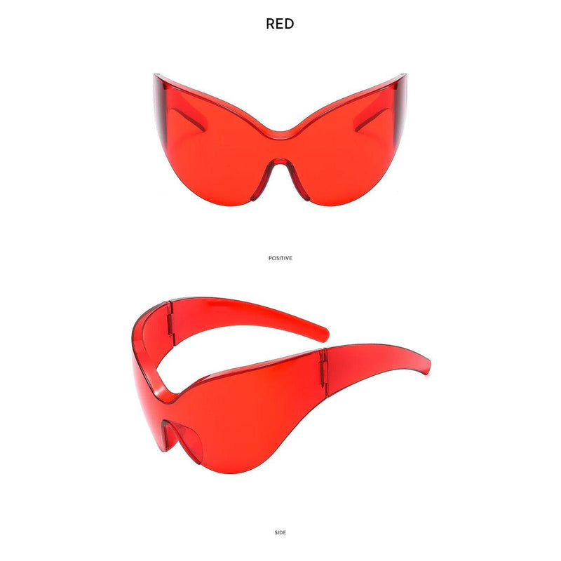 Futuristic Rimless Butterfly Goggles - Bold Oversized Sunglasses for Unique Style - Lucid Fantasy 