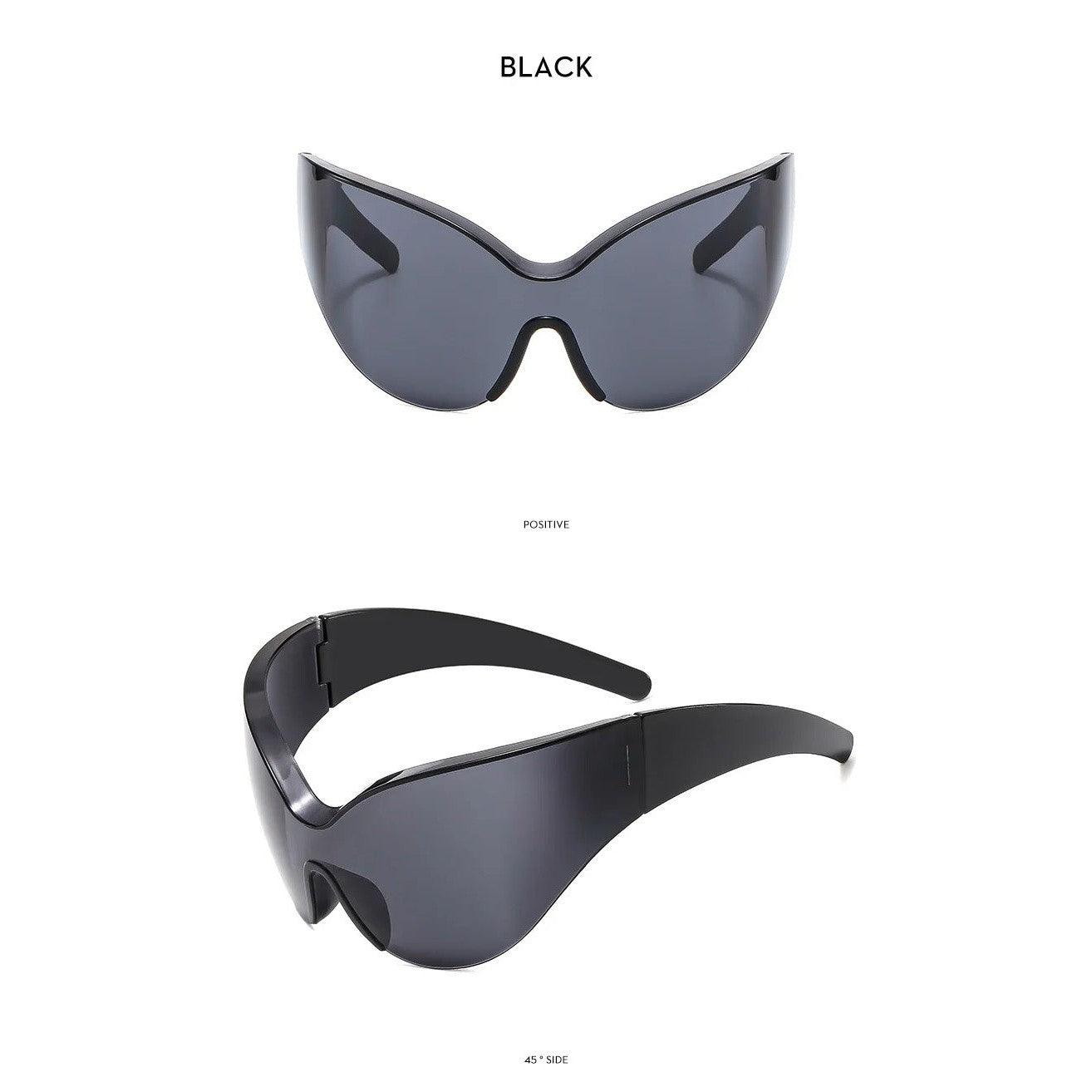 Futuristic Rimless Butterfly Goggles - Bold Oversized Sunglasses for Unique Style - Lucid Fantasy 