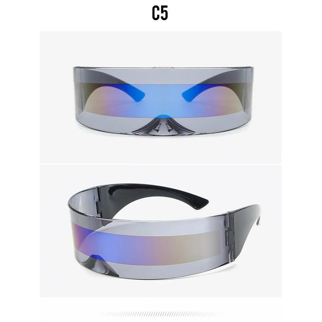 Futuristic Rimless Oversized Designer Sunglasses – Y2K Cyberpunk Style with Mirrored Lenses - Lucid Fantasy 