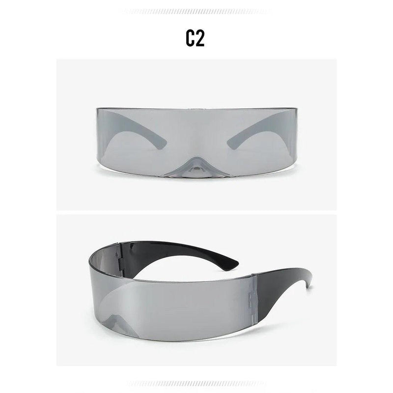 Futuristic Rimless Oversized Designer Sunglasses – Y2K Cyberpunk Style with Mirrored Lenses - Lucid Fantasy 