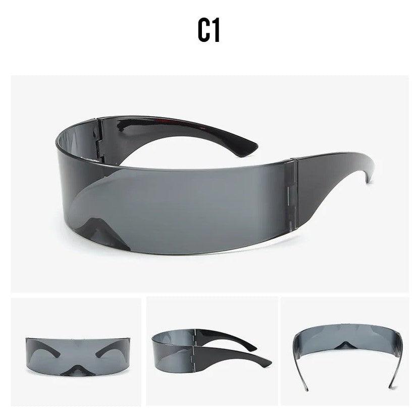 Futuristic Rimless Oversized Designer Sunglasses – Y2K Cyberpunk Style with Mirrored Lenses - Lucid Fantasy 