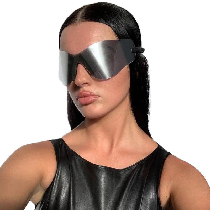 Futuristic Rimless Oversized Hip-Hop Sunglasses for Y2K Fashion - Lucid Fantasy 