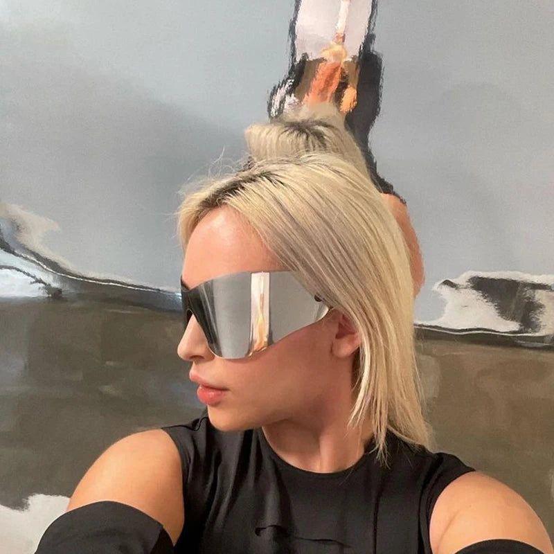 Futuristic Rimless Oversized Hip-Hop Sunglasses for Y2K Fashion - Lucid Fantasy 