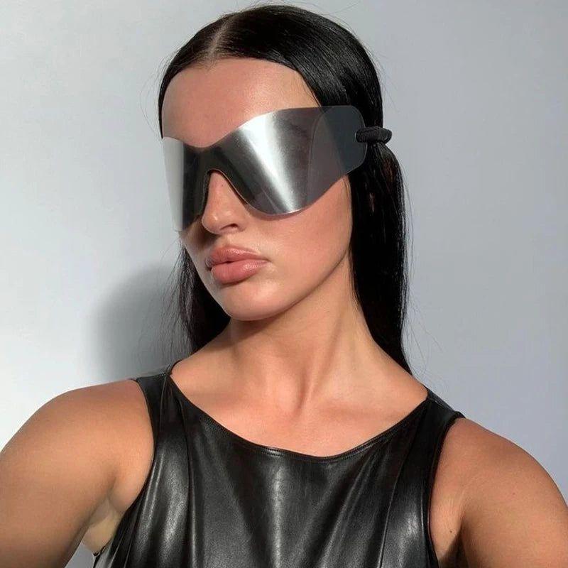 Futuristic Rimless Oversized Hip-Hop Sunglasses for Y2K Fashion - Lucid Fantasy 