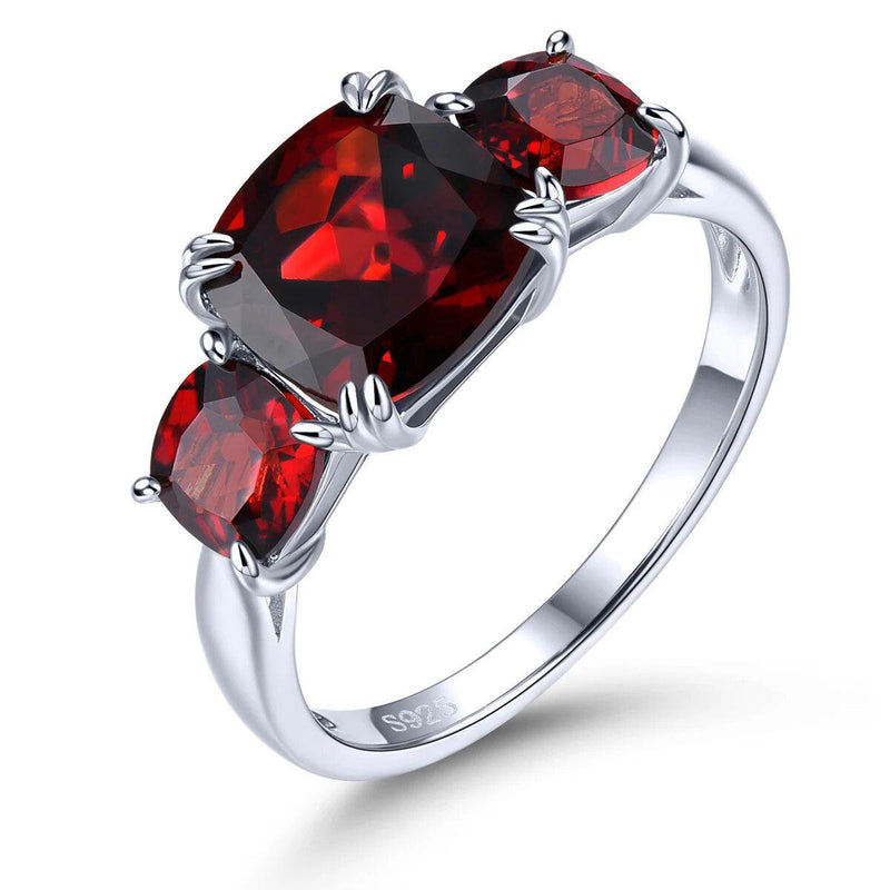 Genuine 4.5 Carat Natural Red Garnet Ring in Sterling Silver - Classic Fine Jewelry - Lucid Fantasy 