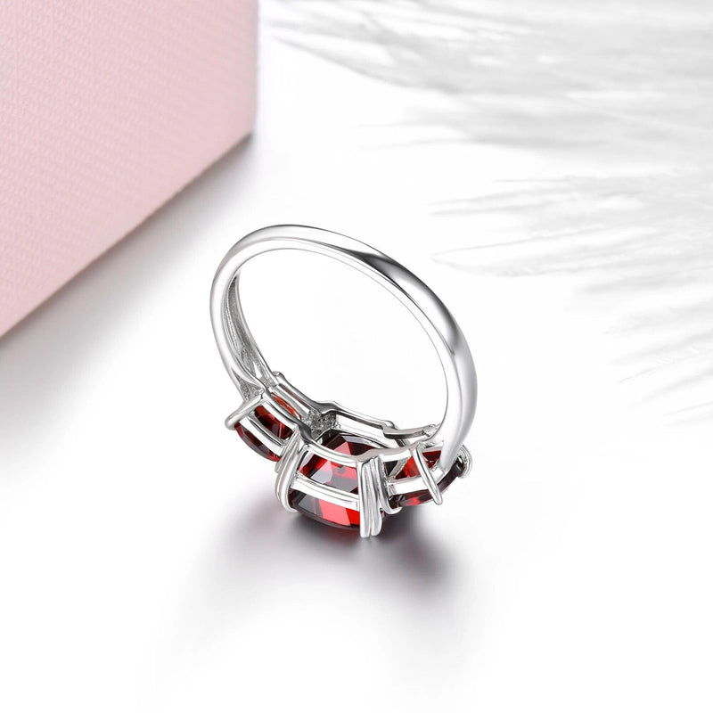 Genuine 4.5 Carat Natural Red Garnet Ring in Sterling Silver - Classic Fine Jewelry - Lucid Fantasy 