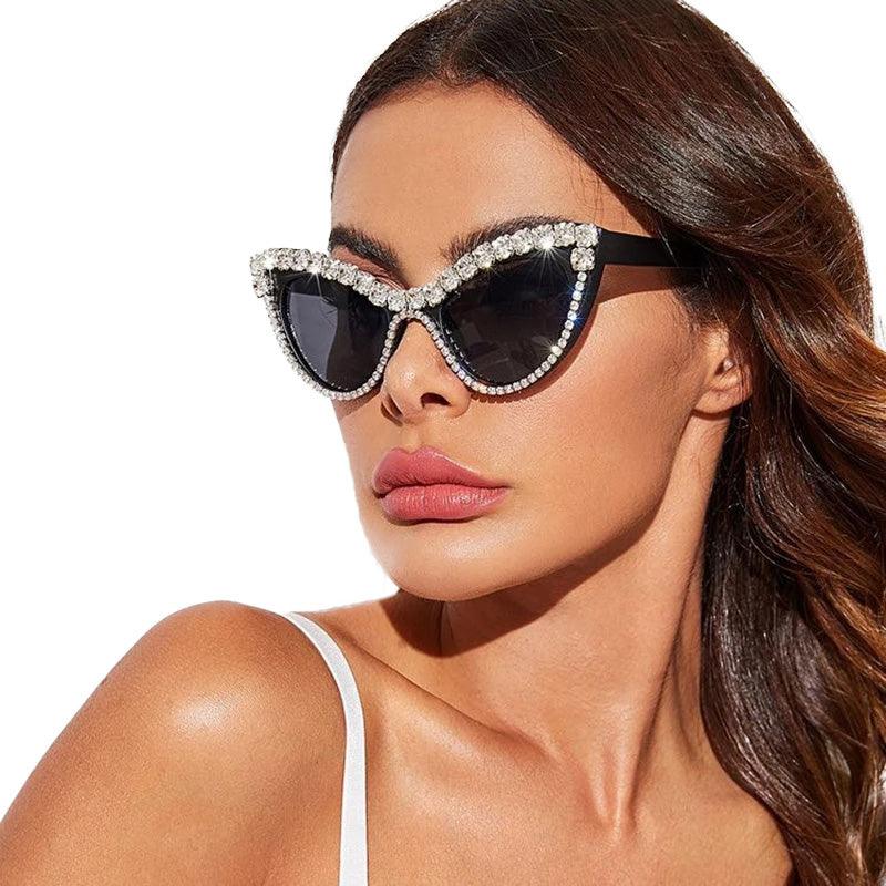 Glamorous Cat Eye Gemstone Sunglasses with UV400 Protection - Lucid Fantasy 