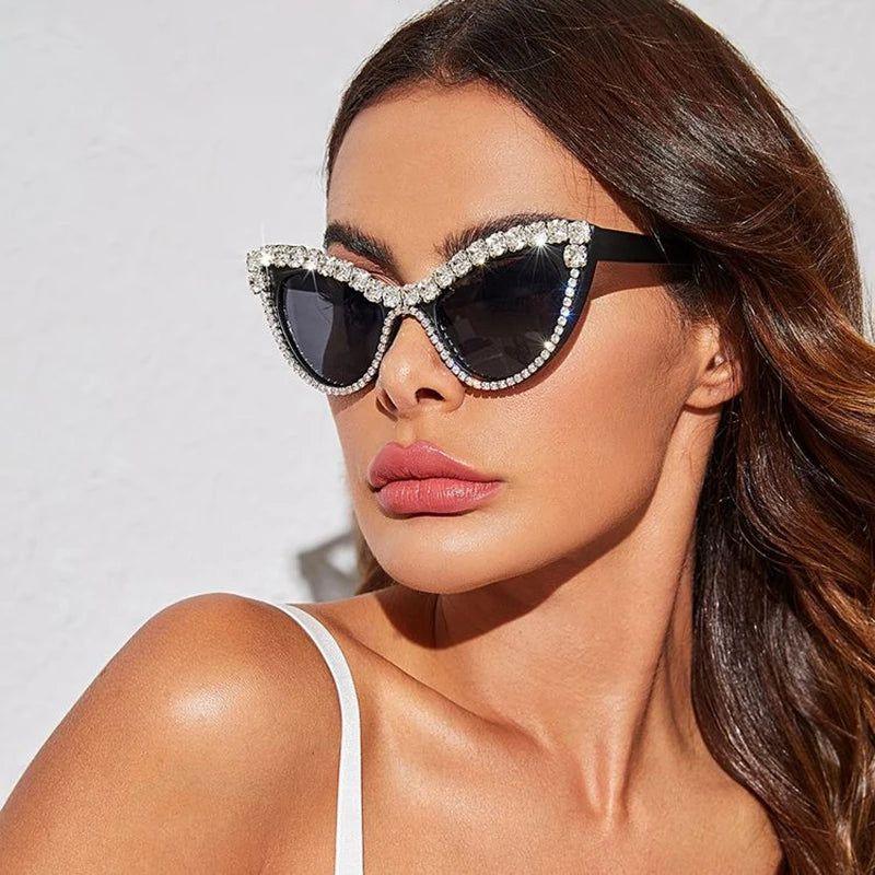 Glamorous Cat Eye Gemstone Sunglasses with UV400 Protection - Lucid Fantasy 