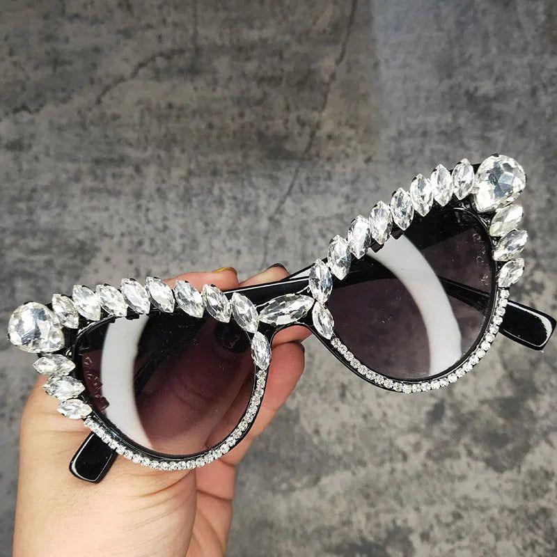 Glamorous Cat Eye Gemstone Sunglasses with UV400 Protection - Lucid Fantasy 