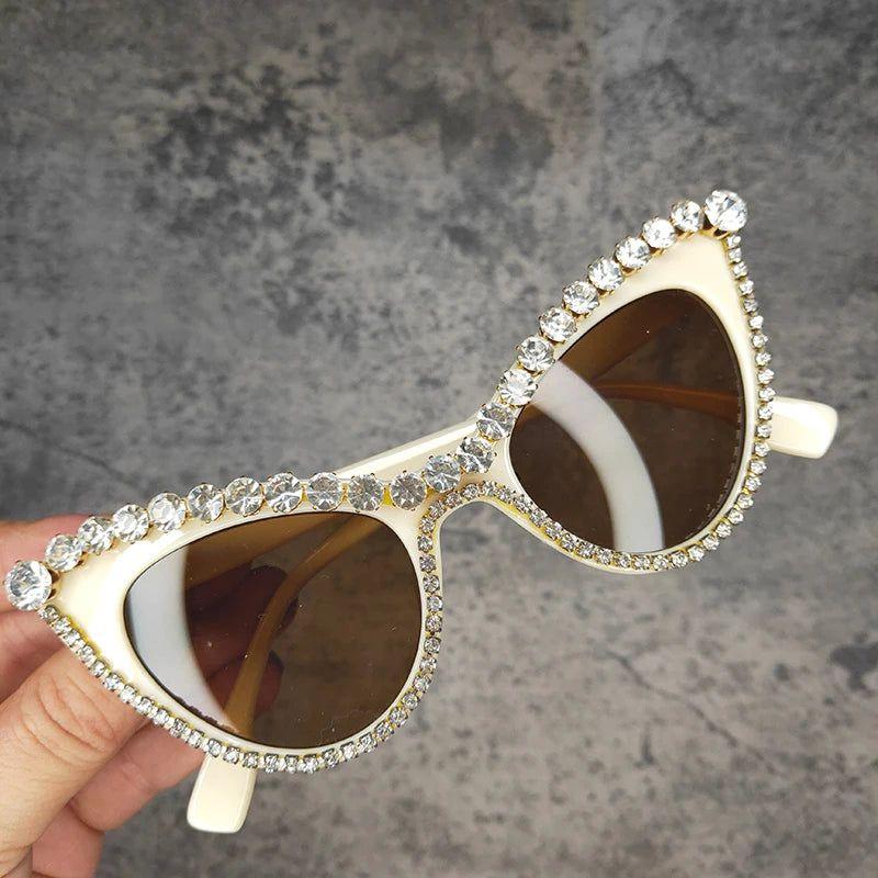 Glamorous Cat Eye Gemstone Sunglasses with UV400 Protection - Lucid Fantasy 