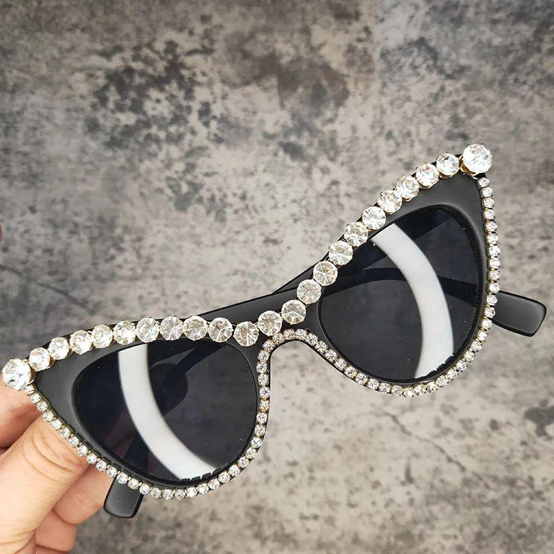 Glamorous Cat Eye Gemstone Sunglasses with UV400 Protection - Lucid Fantasy 