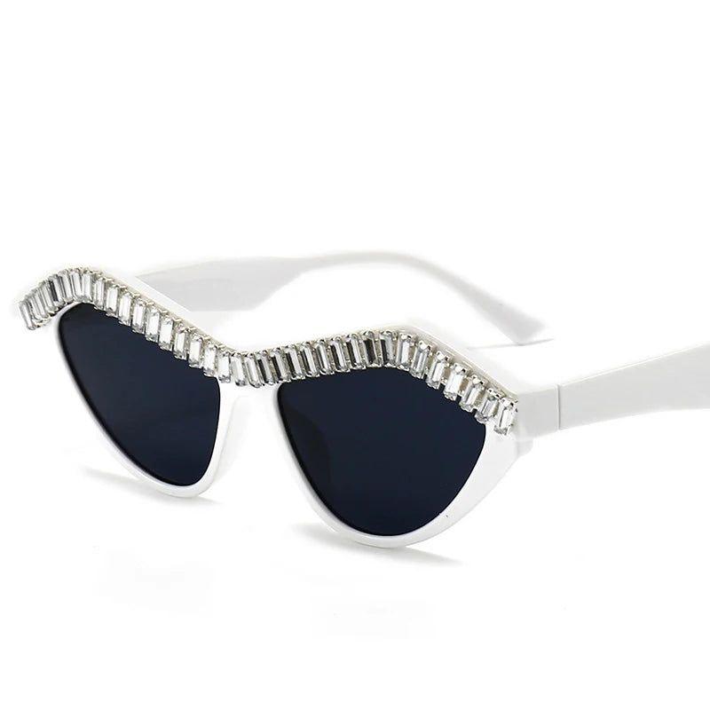 Glamorous Cat Eye Rhinestone Sunglasses with CZ Diamond Accents - Lucid Fantasy 