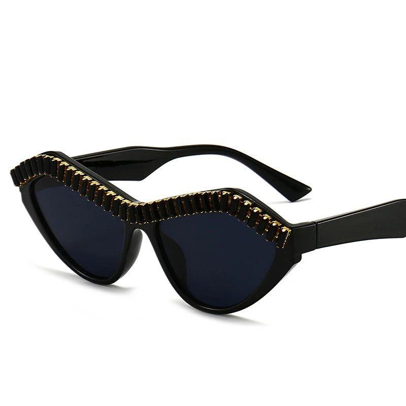 Glamorous Cat Eye Rhinestone Sunglasses with CZ Diamond Accents - Lucid Fantasy 