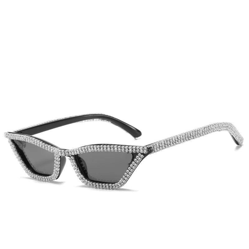 Glamorous Crystal Cat Eye Sunglasses with Diamond Accents - Chic UV400 Fashion Shades - Lucid Fantasy 