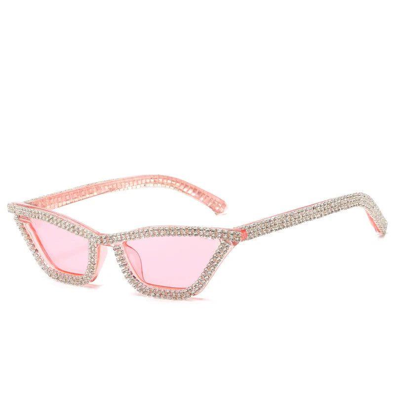 Glamorous Crystal Cat Eye Sunglasses with Diamond Accents - Chic UV400 Fashion Shades - Lucid Fantasy 