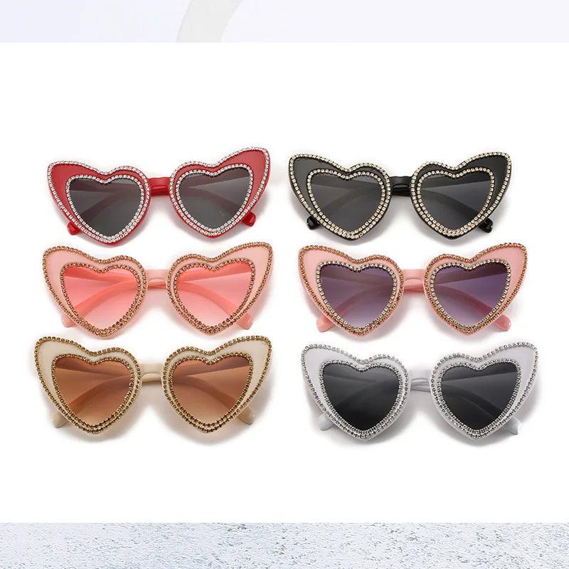 Glamorous Heart-Shaped Bling Sunglasses with Diamond Accents - Lucid Fantasy 