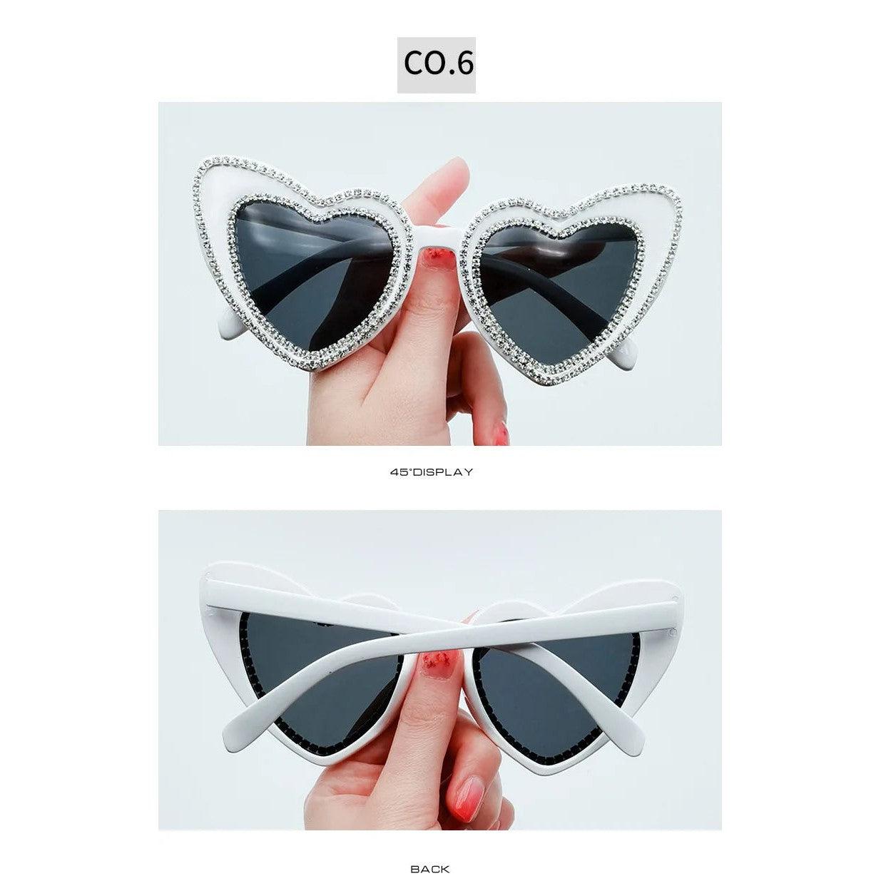 Glamorous Heart-Shaped Bling Sunglasses with Diamond Accents - Lucid Fantasy 