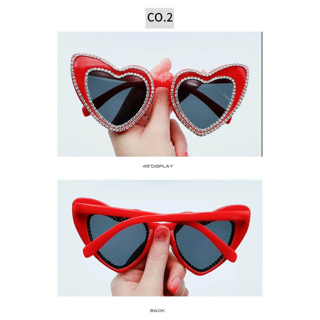 Glamorous Heart-Shaped Bling Sunglasses with Diamond Accents - Lucid Fantasy 