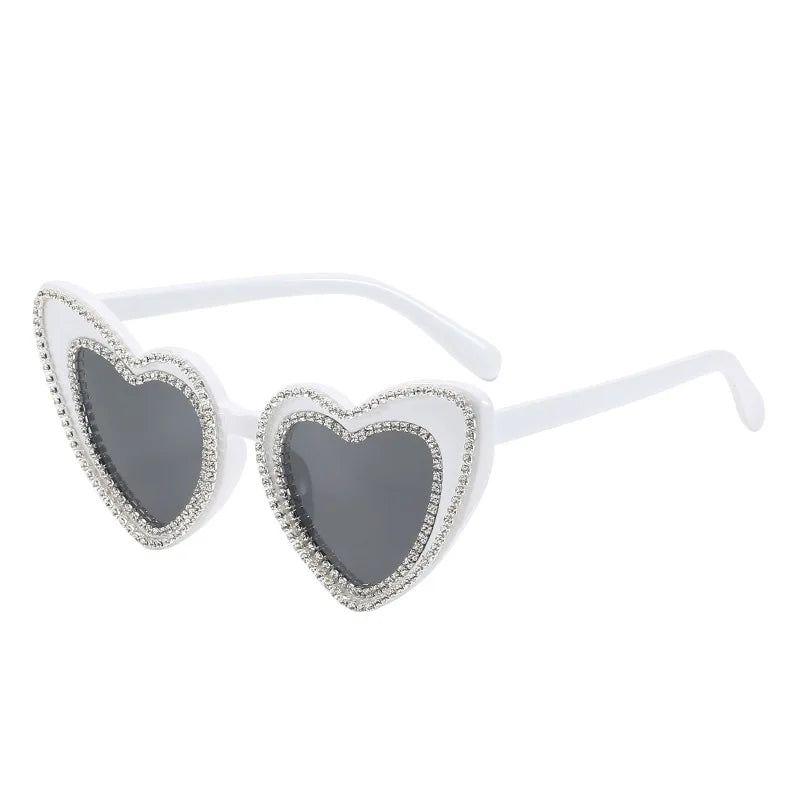 Glamorous Heart-Shaped Bling Sunglasses with Diamond Accents - Lucid Fantasy 