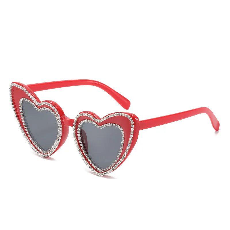 Glamorous Heart-Shaped Bling Sunglasses with Diamond Accents - Lucid Fantasy 