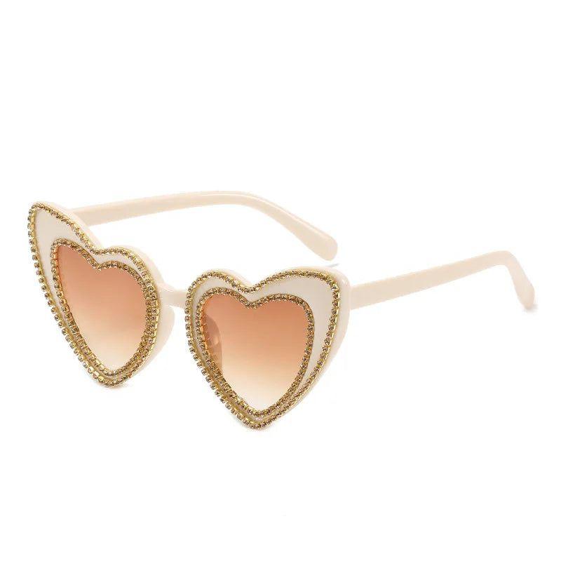 Glamorous Heart-Shaped Bling Sunglasses with Diamond Accents - Lucid Fantasy 