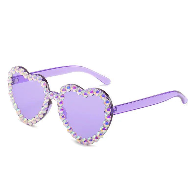 Glamorous Heart-Shaped Rimless Sunglasses with Rhinestone Accents and UV400 Protection - Lucid Fantasy 