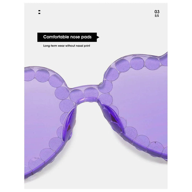 Glamorous Heart-Shaped Rimless Sunglasses with Rhinestone Accents and UV400 Protection - Lucid Fantasy 