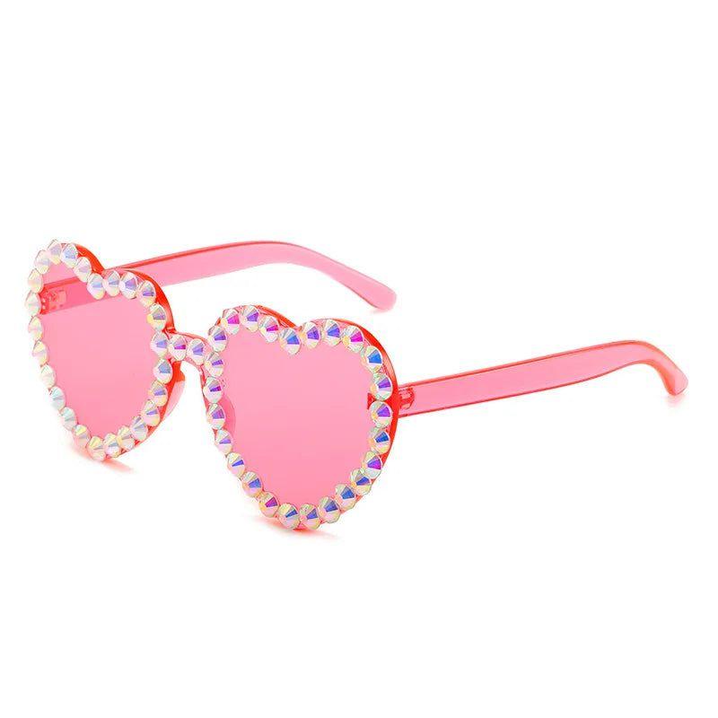 Glamorous Heart-Shaped Rimless Sunglasses with Rhinestone Accents and UV400 Protection - Lucid Fantasy 