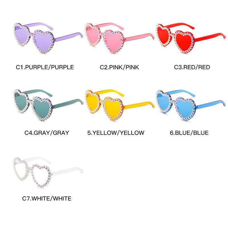 Glamorous Heart-Shaped Rimless Sunglasses with Rhinestone Accents and UV400 Protection - Lucid Fantasy 