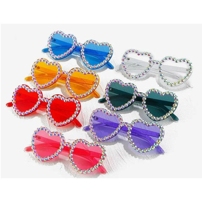 Glamorous Heart-Shaped Rimless Sunglasses with Rhinestone Accents and UV400 Protection - Lucid Fantasy 