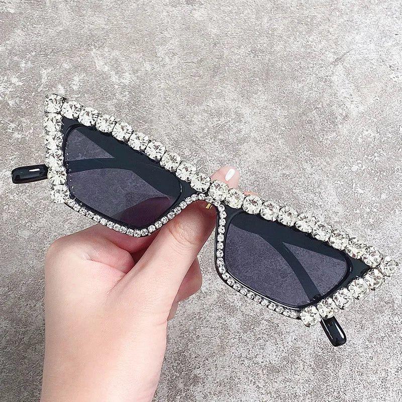 Glamorous Rhinestone Cat Eye Sunglasses - Hip Hop Fashion Shades - Lucid Fantasy 