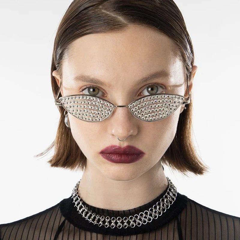 Glamorous Rhinestone Cat Eye Sunglasses with Diamond Glitter Bling - Lucid Fantasy 