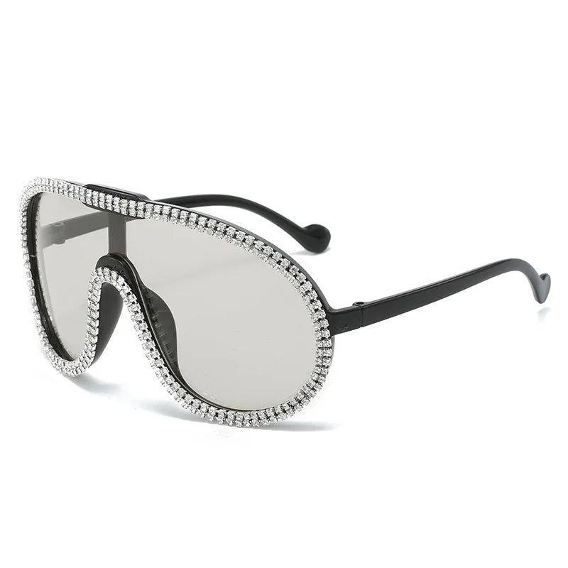 Glamorous Rhinestone-Embellished Oversized Aviator Sunglasses - Lucid Fantasy 