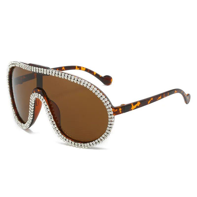 Glamorous Rhinestone-Embellished Oversized Aviator Sunglasses - Lucid Fantasy 