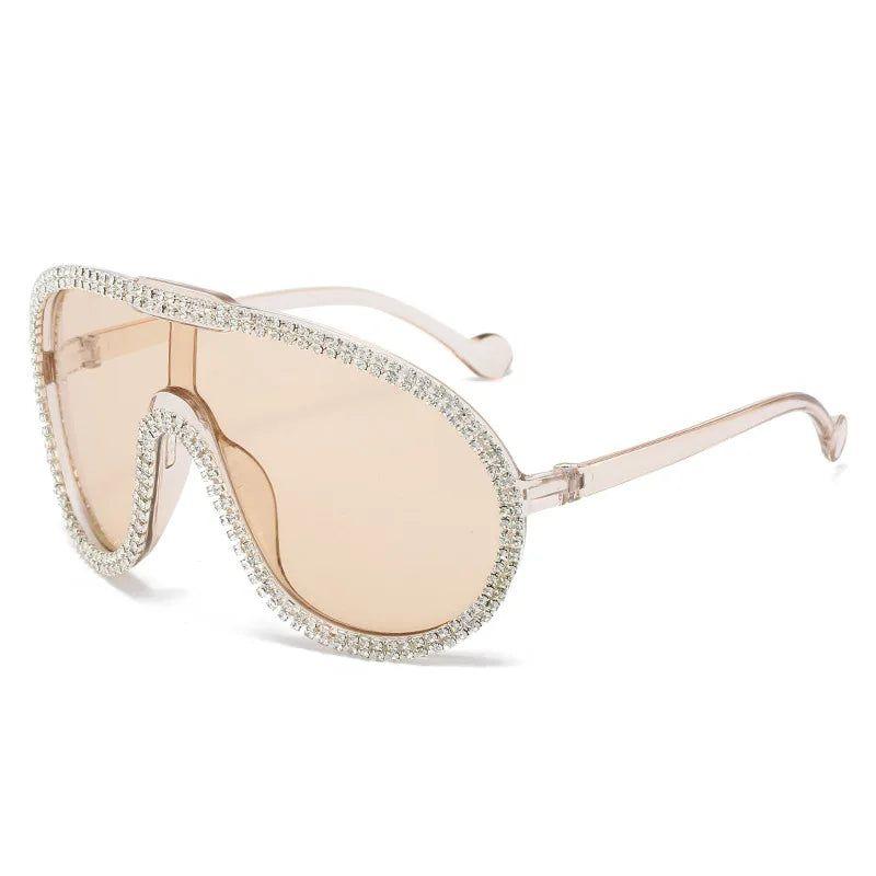 Glamorous Rhinestone-Embellished Oversized Aviator Sunglasses - Lucid Fantasy 