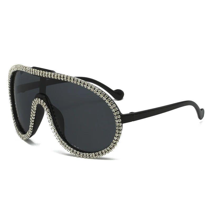 Glamorous Rhinestone-Embellished Oversized Aviator Sunglasses - Lucid Fantasy 