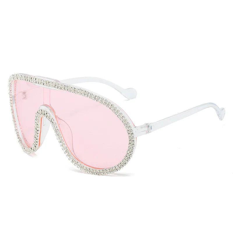 Glamorous Rhinestone-Embellished Oversized Aviator Sunglasses - Lucid Fantasy 